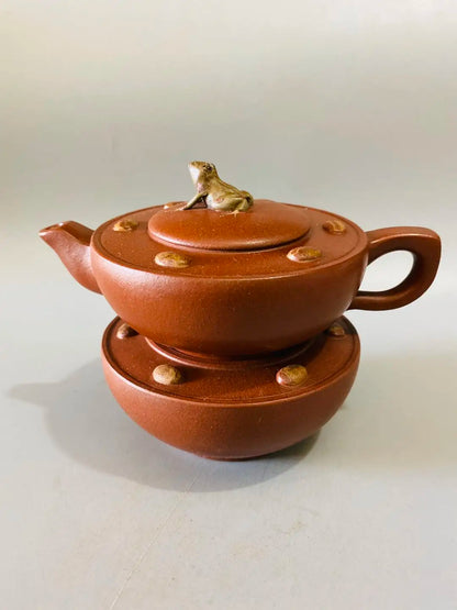 Set Chinese Yixing Zisha Clay Teapot  Frog Rain Fossil Pot  Jiang Rong
