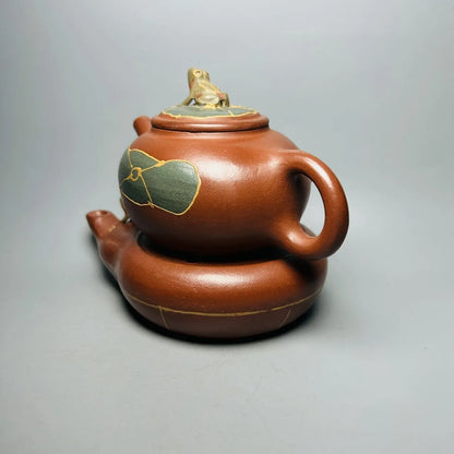 Set Chinese Yixing Zisha Clay Teapot  Lotus Leaf Frog Pot Jiang Rong 220ml