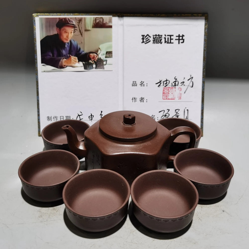 Set Chinese Yixing Zisha Clay Teapot  hexagonal set pot Fan Zeng 180ml