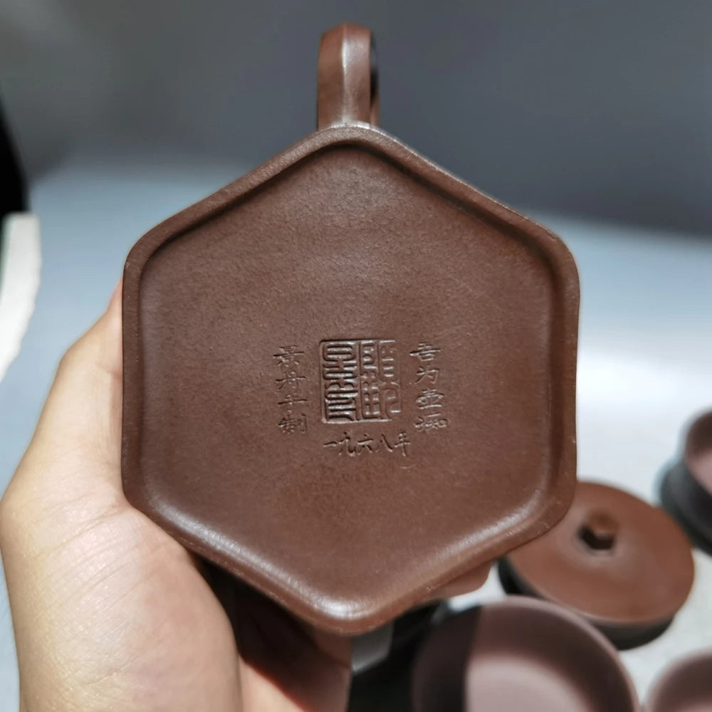 Set Chinese Yixing Zisha Clay Teapot  hexagonal set pot Fan Zeng 180ml