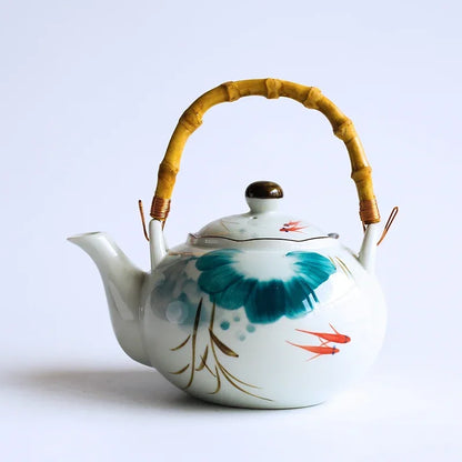 Set of Ceramic Goldfish Tea Pot Tea Cup Water Cup Lotus Design Tea Kettle Teaware Set (4 cups+1 teapot)