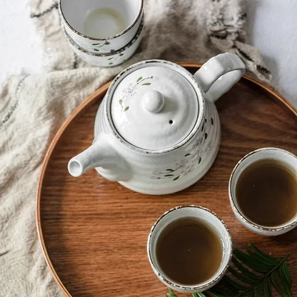 Set of Japanese Ceramic Sakura Tea Pot Tea Cup Water Cup Cherry Blossom Porcelain Kettle Teaware Set (5 cups+1 teapot)