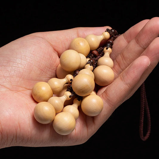 Sets of Carved Boxwood Figurine Netsuke Little Gourds Statue Home Decor Pendant- D094ca