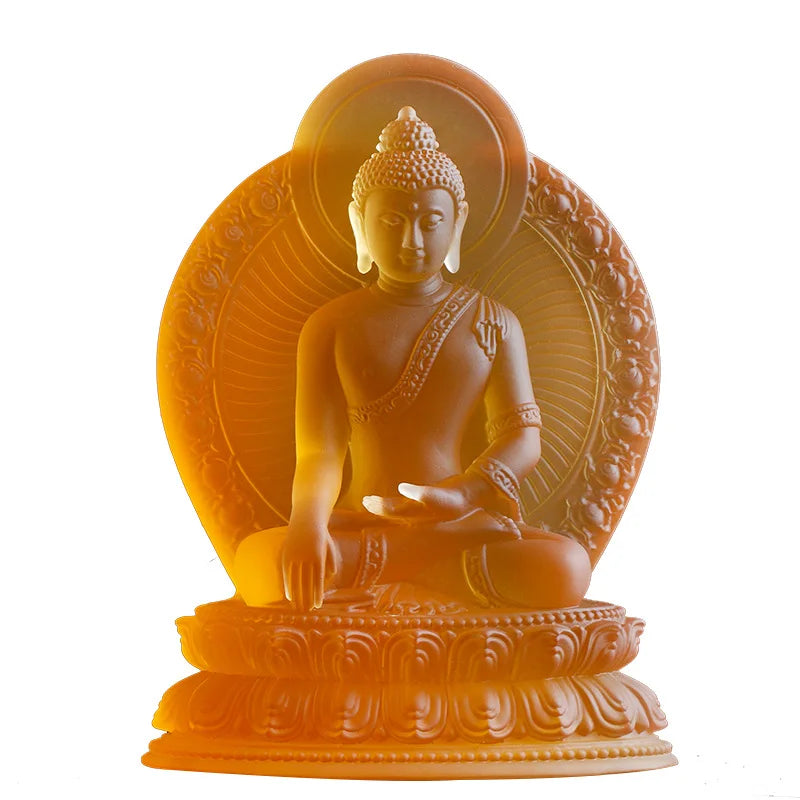 Seven Colors Coloured Glaze Medicine Buddha Seven Different Gestures Tathagata Buddha Statue Ornament