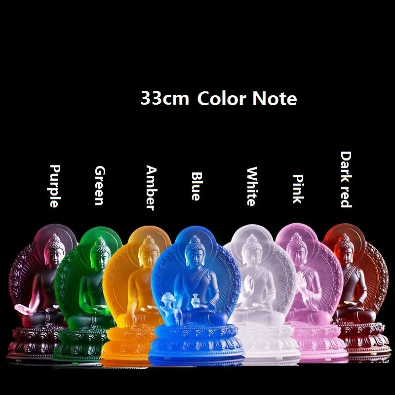 Seven Colors Coloured Glaze Medicine Buddha Seven Different Gestures Tathagata Buddha Statue Ornament