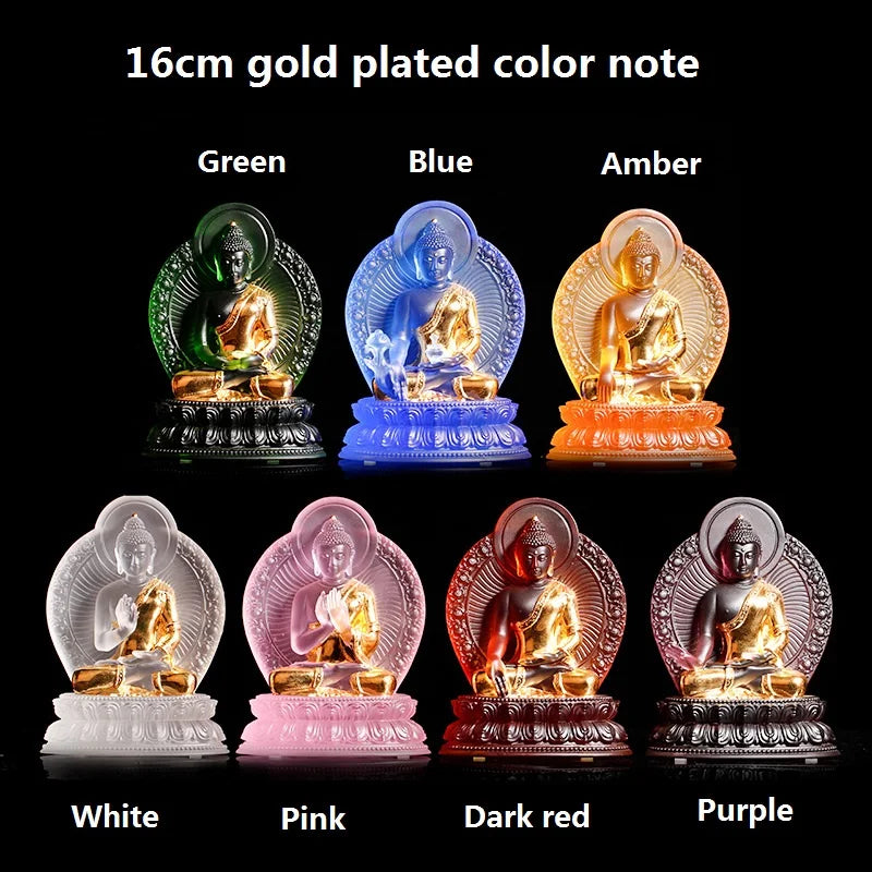 Seven Colors Coloured Glaze Medicine Buddha Seven Different Gestures Tathagata Buddha Statue Ornament