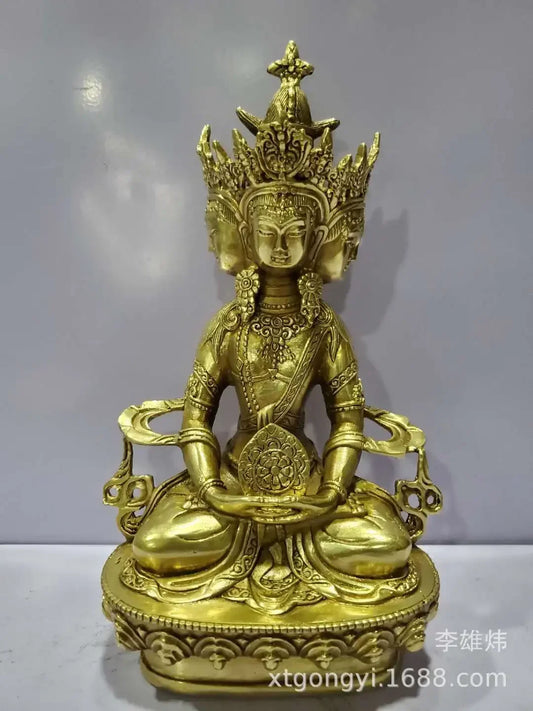 Seven-inch copper big sun Buddha statue Vairocana Buddha four-faced Buddha Tantric Buddha statue wholesale