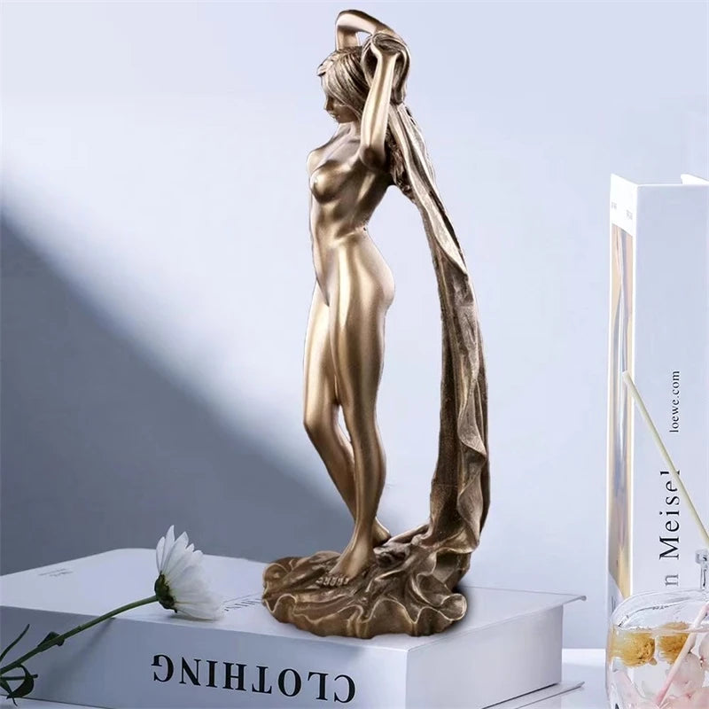 Sexy Bathroom Lady Statue Resin Nude Model Sculpture Body Art Girl Ornament Handicraft Bedroom Decor Valentine's Day Present
