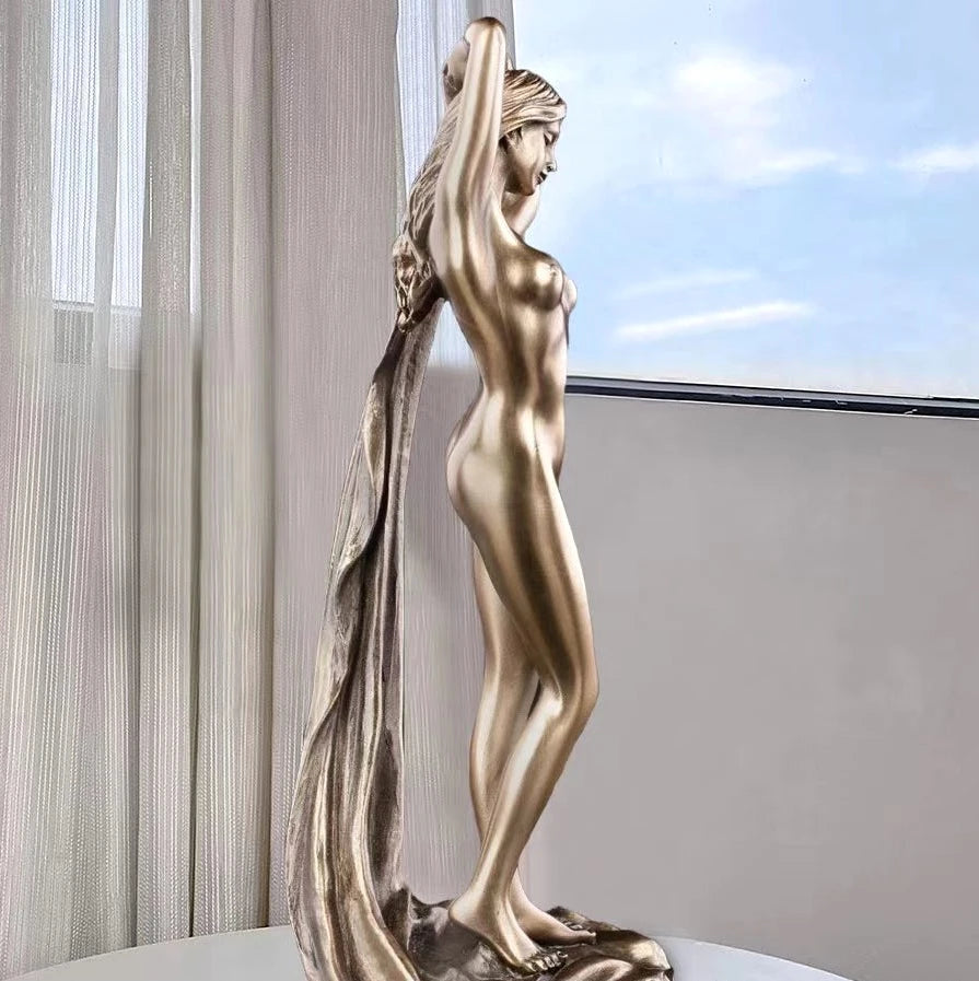 Sexy Bathroom Lady Statue Resin Nude Model Sculpture Body Art Girl Ornament Handicraft Bedroom Decor Valentine's Day Present