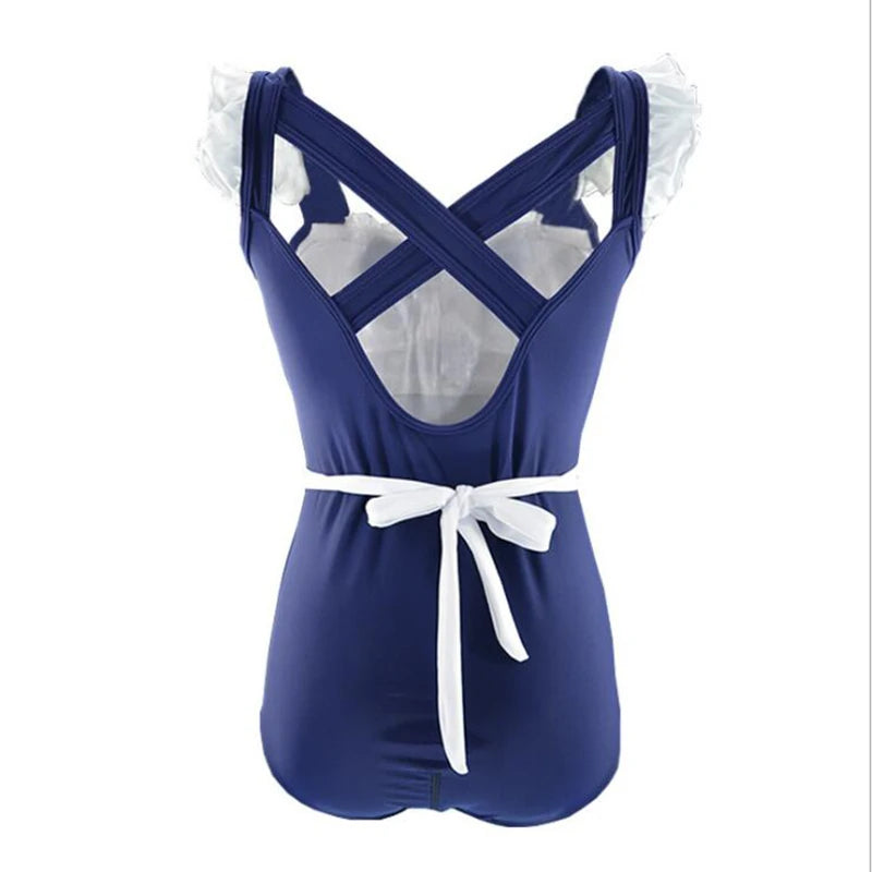 Sexy Maid Bodysuit Costume Women Girls Erotic Jumpsuits Backless Roleplay Lingerie Maid Cafe Uniform