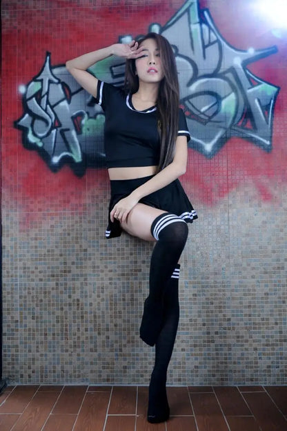 Sexy Women Cheerleading Uniform Student Erotic Sailor Suit Costumes Lingerie Schoolgirl Role Play Sexy Skirt Outfit