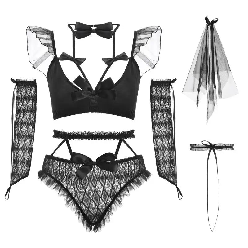 Sexy Women Cosplay Costumes Hot Bride White Black Uniform Girl Maid Temptation Porn Bridal lingerie Lace Cute Wedding Dress