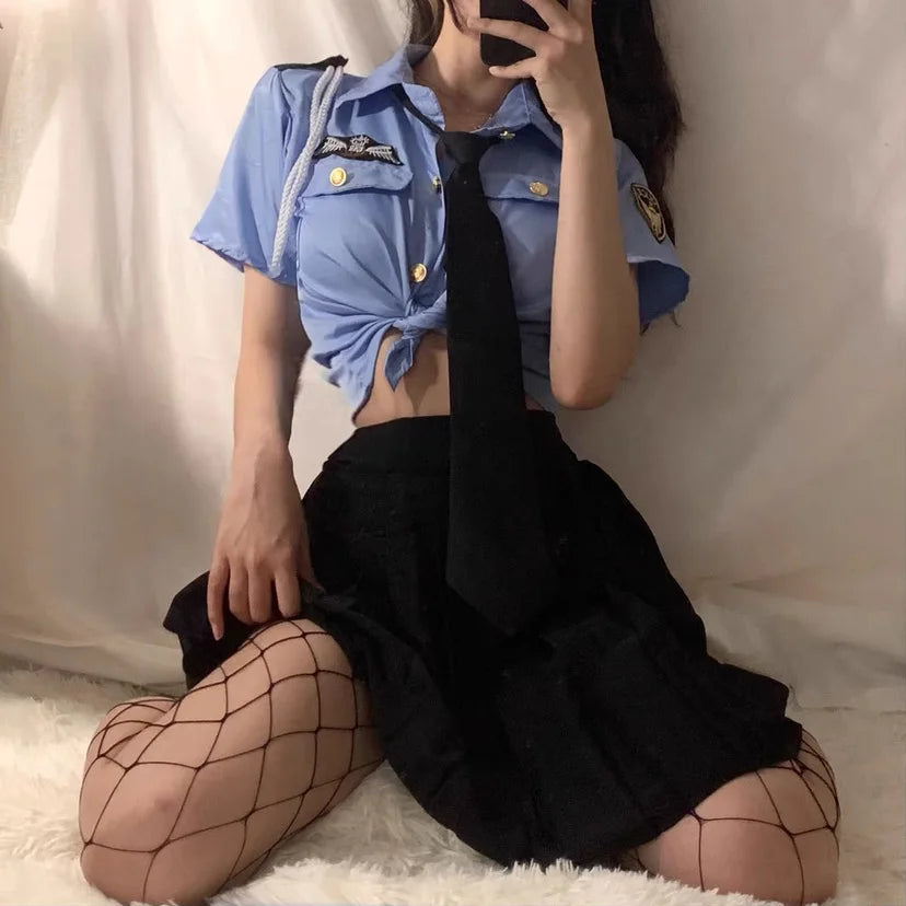 Sexy Women Police Uniform Costume Female Lingerie Set Role Play Outfit officer uniform