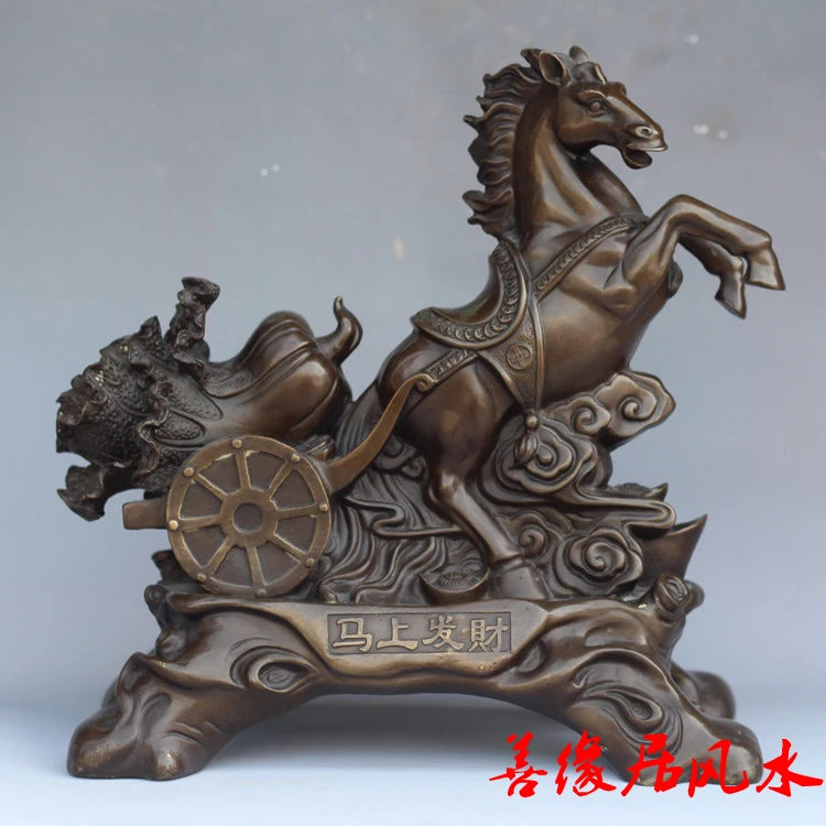 30CM large SHOP business Porch lobby efficacious Mascot bronze horse cabbage meaning thriving Money FENG SHUI art Sculpture