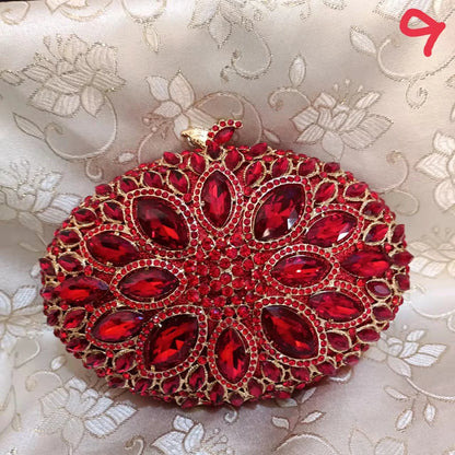 Woman Blue Silver AB Diamond Round Evening Purse Bridal Dinner Elegant Birthday Gift Handbag Crystal Stones Wedding Party Bag
