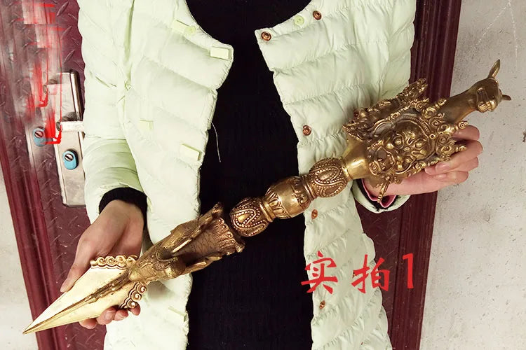 Wholesale Buddhist supplies # 60CM Large Tibetan Buddhism Hayagriva Exorcise evil spirits Vajra Jin Gangchu crosier talisman