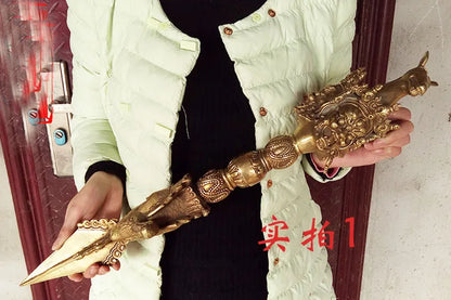Wholesale Buddhist supplies # 60CM Large Tibetan Buddhism Hayagriva Exorcise evil spirits Vajra Jin Gangchu crosier talisman
