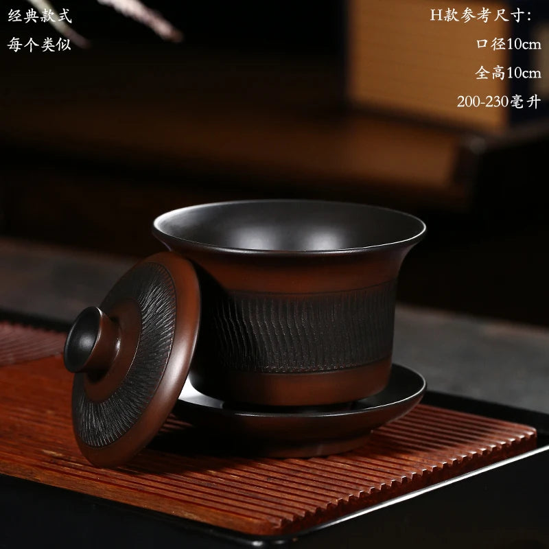 200ml Jianshui Pure Handmade Carving Gaiwan TeaPot(Not Yixing Zisha) Ceramic  Kung Fu Tea Set Drinkware Tea Ceremony