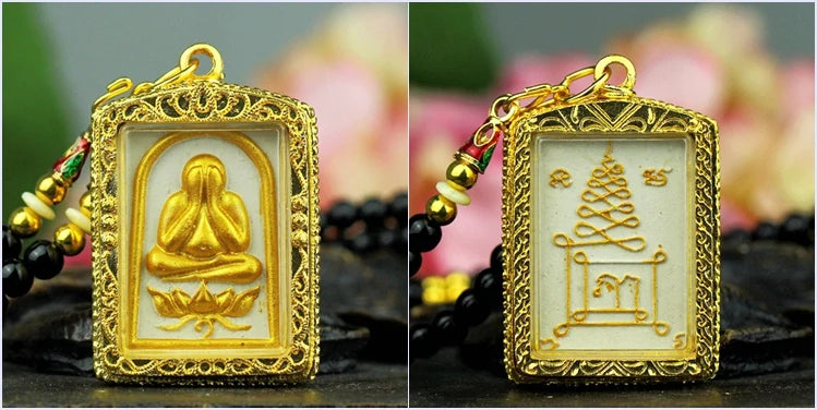 Southeast Asia Thailand Temple talisman bring wealth money GOOD LUCK BLESS safe health YAN MIAN FO God Buddha Pendant Amulet