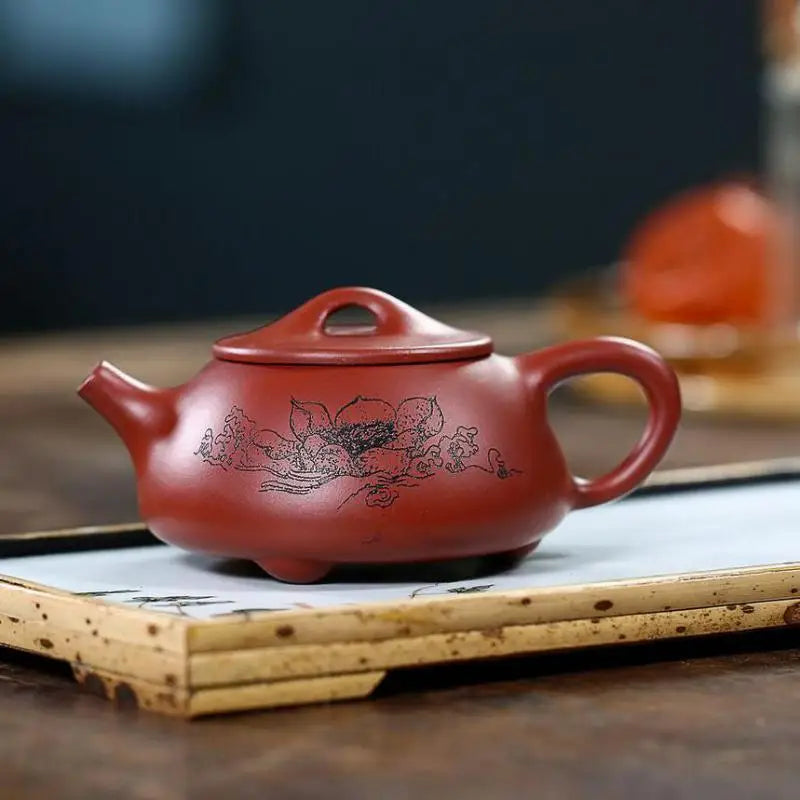 Handmade Lotus Jingzhou Stone Scoop, Raw Ore Dahongpao Zisha Teapot, Yixing Handmade Pot, Kung-Fu Teaware, Purple Clay Drinkwar