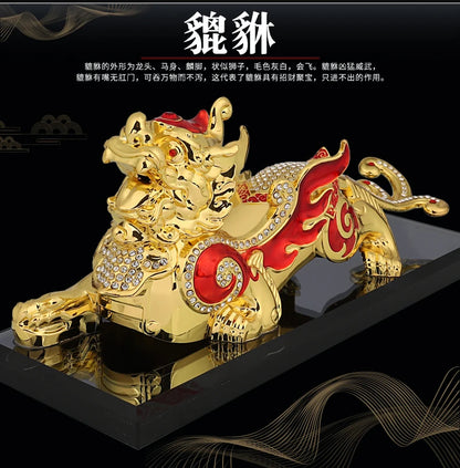 Bring GOOD LUCK Money Drawing Gold PI XIU Mythical dragon FENG SHUI statue HOME OFFICE SHOP CAR Talisman Protection