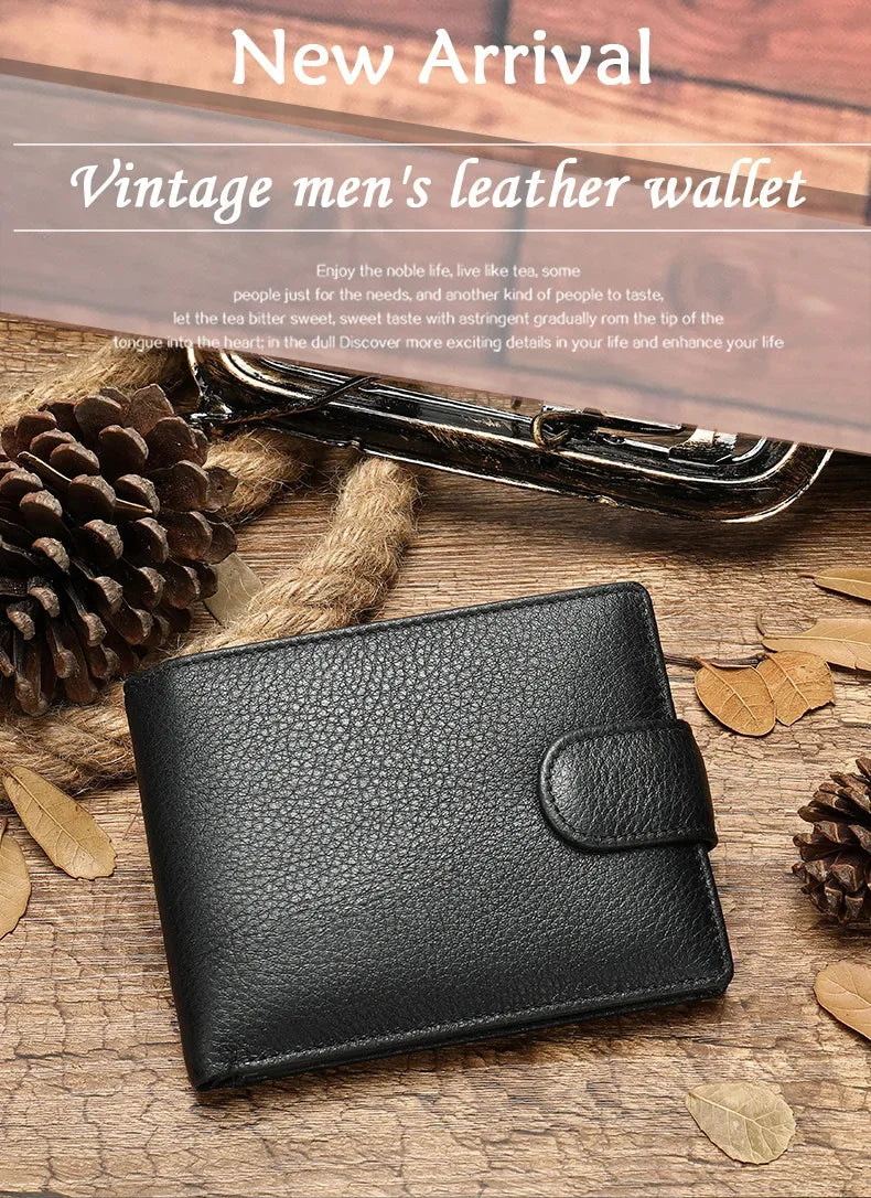 Genuine Men Wallets Cow Leather Solid Sample Style Zipper Purse Man Card Horders Famous Brand High Quality Male Wallet