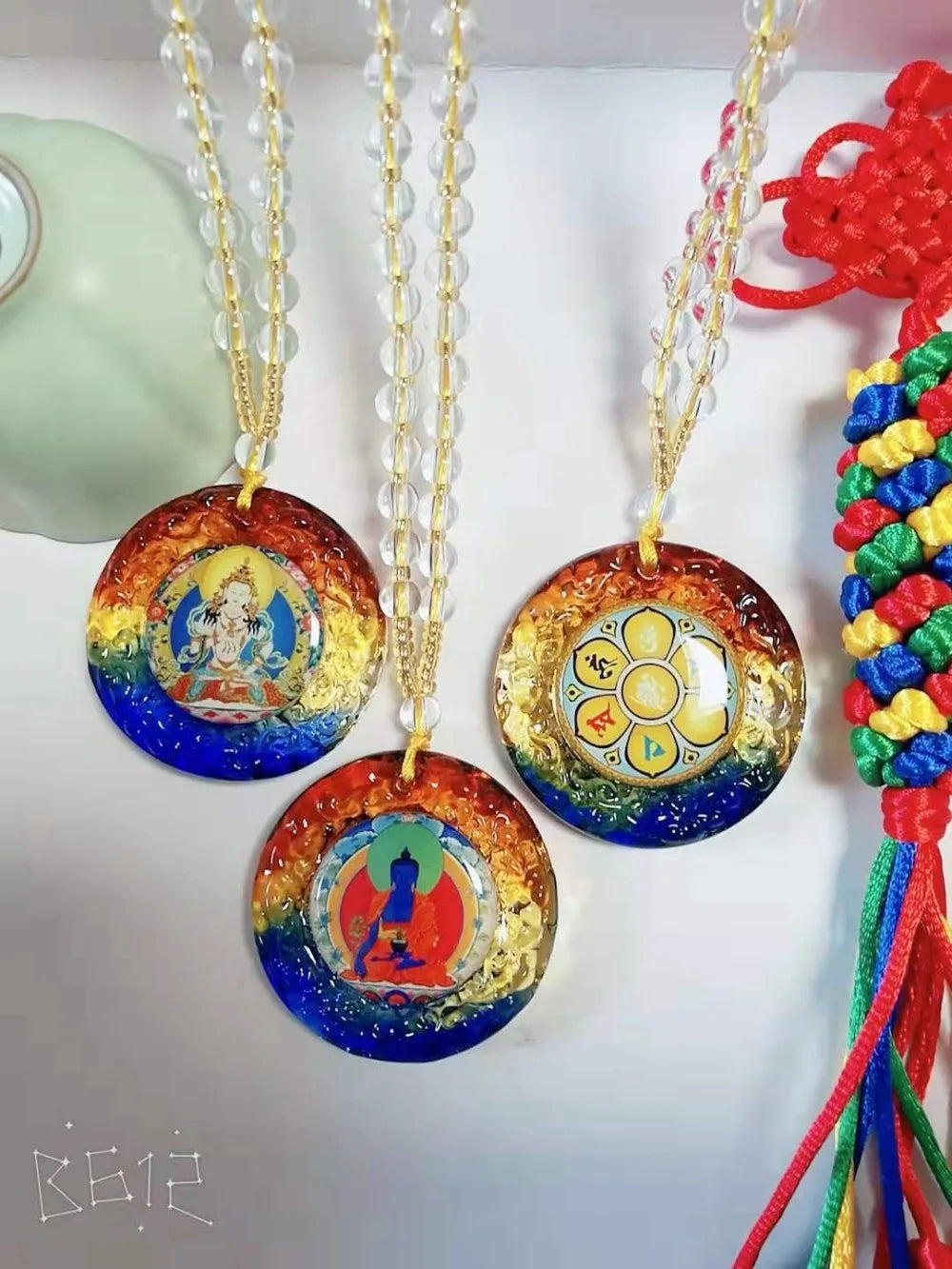 3PCS GIFT Pocket travel efficacious the Buddha Guanyin Bodhisattva talisman Om mani padme hum Mantra Crystal Pendant Amulet