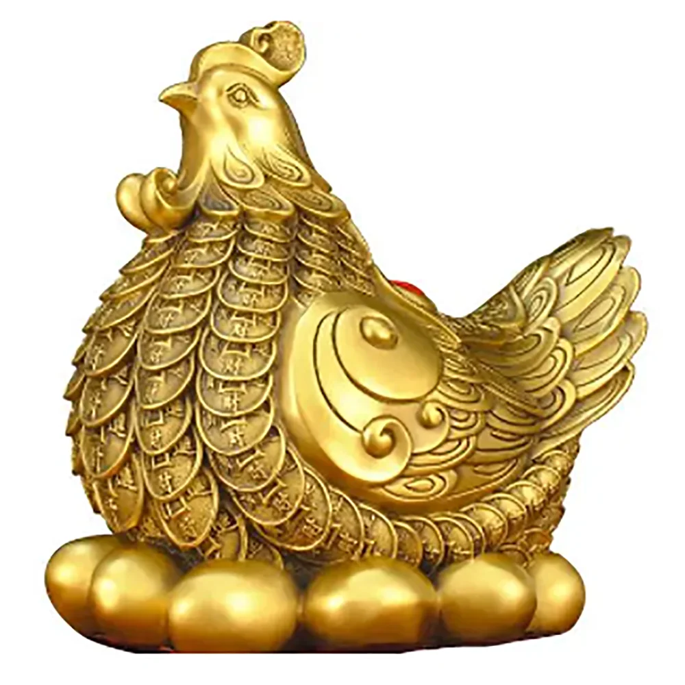Pure Copper, Wealth, Gold, Egg Chicken, Zodiac Chicken, Three in One, Peach Blossom Living Room, Entrance Decoration