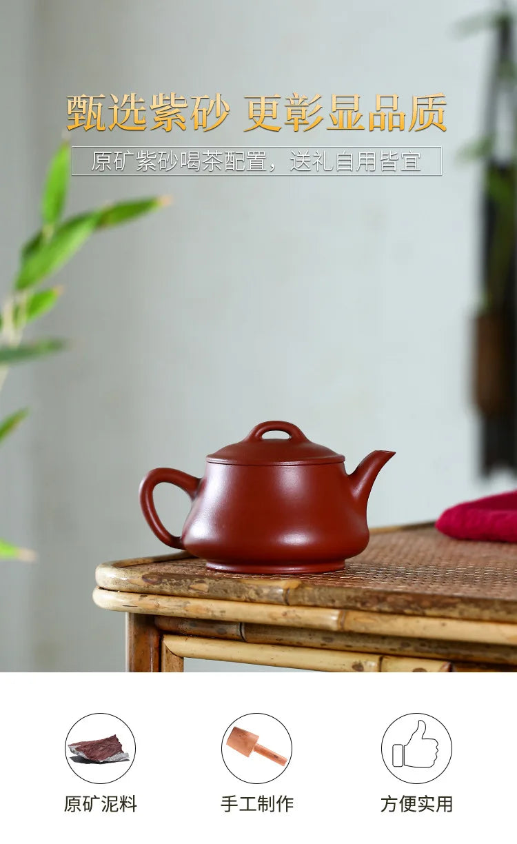 Yixing Purple Sand Pot, Famous Hand-painted Plum Blossom Ore Dahongpao Kung-Fu Teaware Purple Clay Drinkware for Puer Green