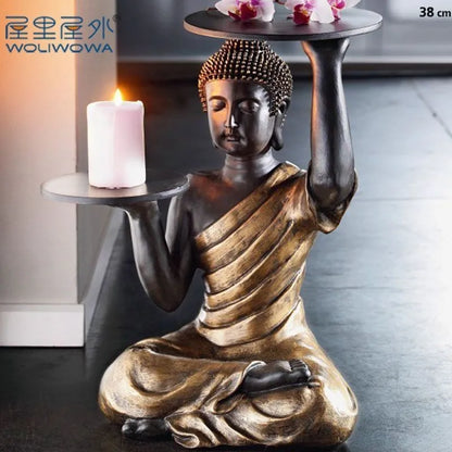 Wholesale Home Furnishing decoration # HOME office TOP GOOD WORK # Buddhism "CHAN DAO " the Buddha Candlestick Art statue