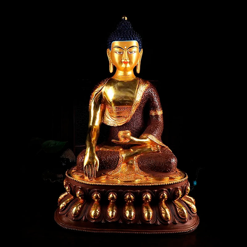 TOP GOOD buddha statue  wholesale # 44 CM # Tibetan Buddhism Shakyamuni Buddha Gold-plated brass statue # HOME Talisman