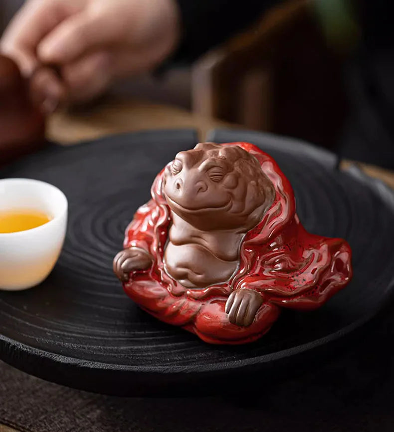 Purple Clay Tea Pet Hand-made Purple Clay Toad Tea Pet Attract Wealth Toad Fairy To Raise Tea Platform Sculpture Zen Decoration