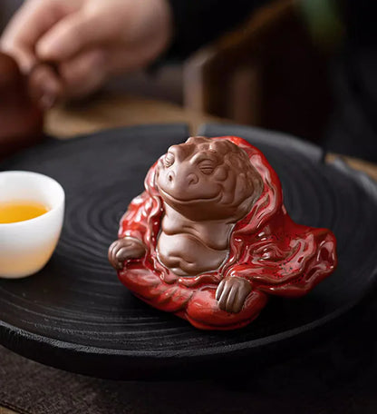 Purple Clay Tea Pet Hand-made Purple Clay Toad Tea Pet Attract Wealth Toad Fairy To Raise Tea Platform Sculpture Zen Decoration