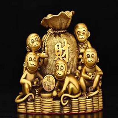 Copper zodiac monkey piggy bank, home decoration, living room, study, office, store products