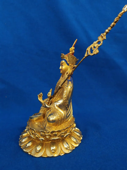 TOP GOOD wholesale buddha statue Tibetan Buddhism Buddha FULL Gold-plated brass statue Guru Rinpoche Padmasambhava Buddha