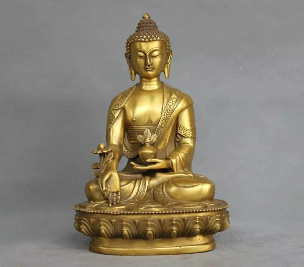 8 "Patung Budha Maisajyaguru Tibet Pengobatan Perunggu Murni