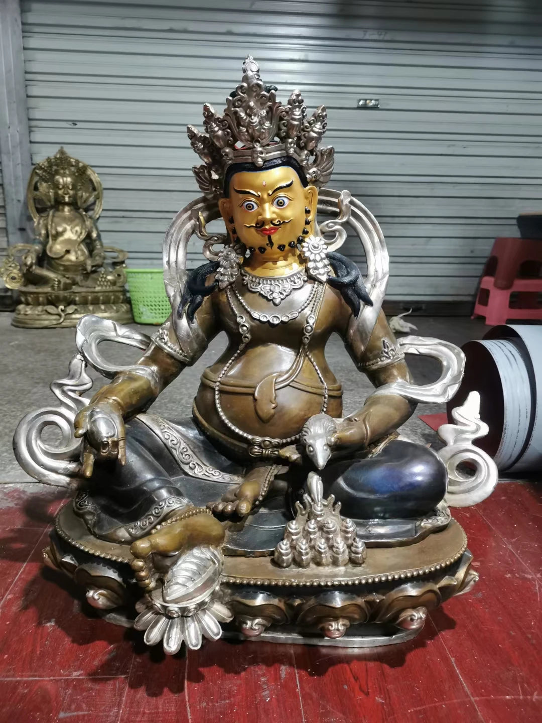 60CM large Asia Buddhism home temple shop CAI SHEN Jambhala God of wealth brass Buddha statue Bring wealth money Good luck