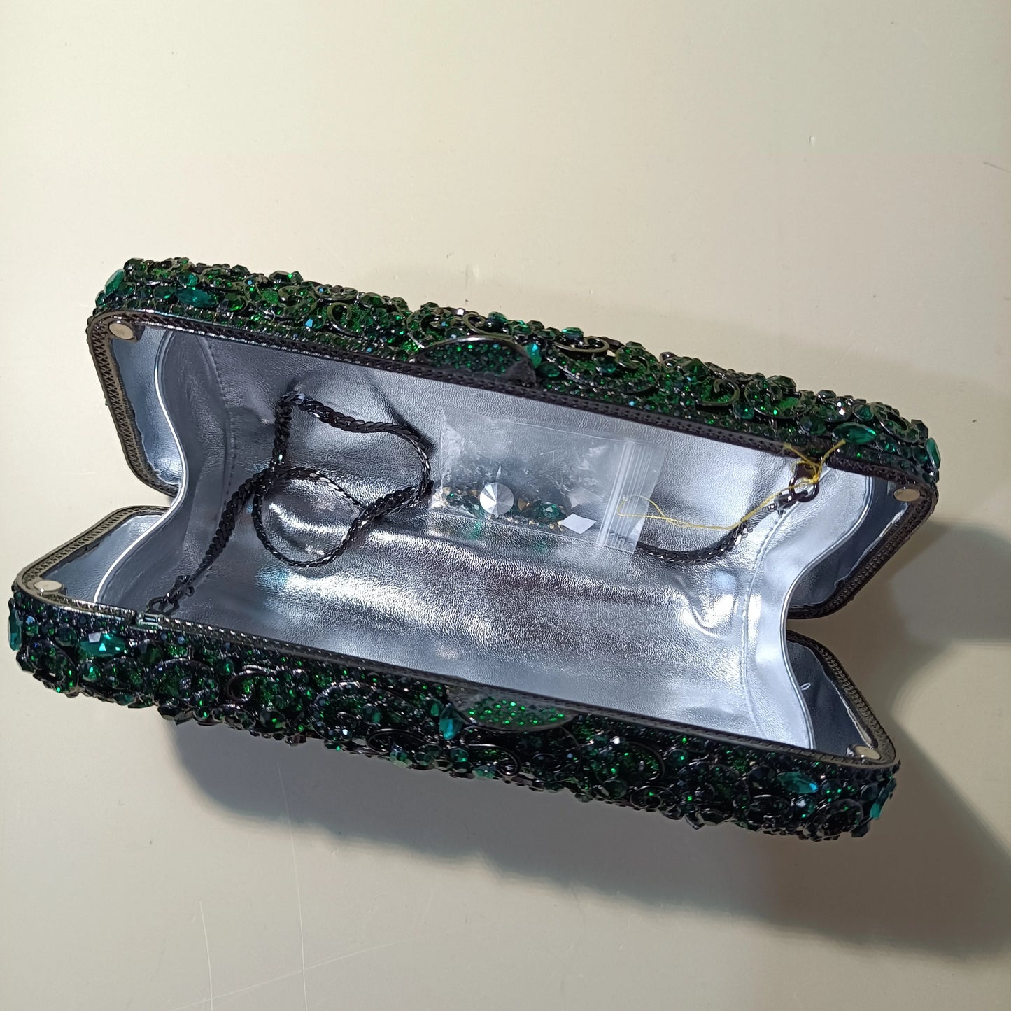 Hollow Out Green Flower Diamond Clutches Dinner Party Prom Gala Purse Woman Wedding Bridal Evening Bag Floral Crystal Handbag