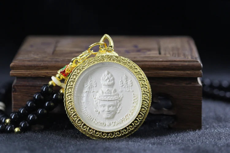 Asia Thailand Royal temple Buddha card GANESH Elephant God of wealth Pendant Amulet bring fortune GOOD LUCK Effective protection
