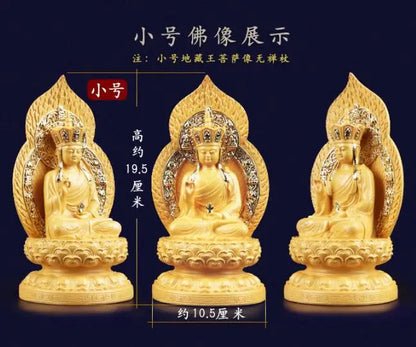 GOOD  Greco-Buddhist HOME OFFICE efficacious Protection # Southeast Asia GOLDEN ksitigarbha king Buddha statue-FREE SHIP