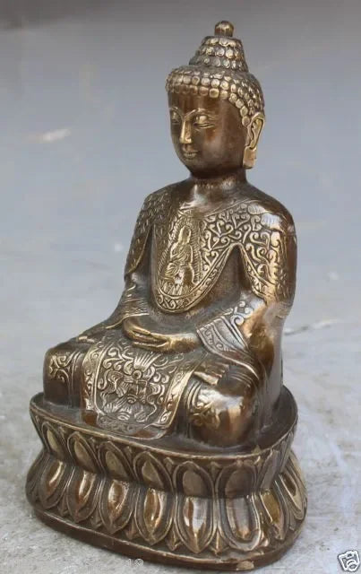 decoration brass factory outlets Pure Brass Antique 18 CM / Elaborate Tibet Buddhism Copper Shakyamuni Amitabha Buddha Statue