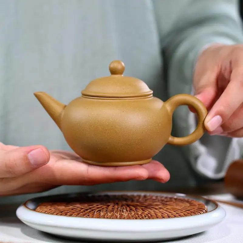 Yixing Purple Sand Handmade Pot, Famous Hand-painted Raw Ore, Gold Section Mud, Horizontal Pot, Zisha Teapot, Kung-Fu