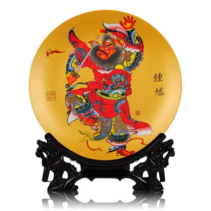 BEST business present office home house TOP protection talisman # zhong kui exorcise evil spirits FENG SHUI porcelain plate