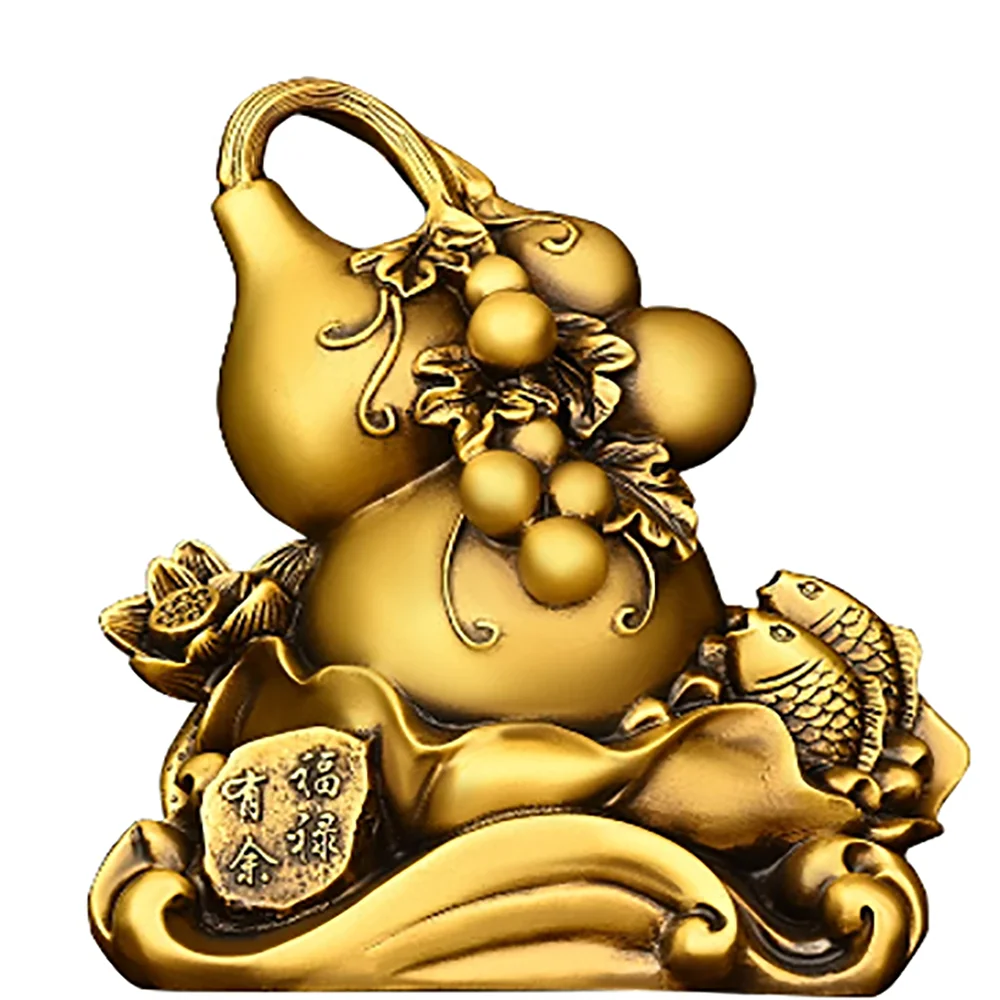 All copper gourd ornaments Fulu Youyu household office study decoration handicraft Lotus leaf gourd Fulu gourd