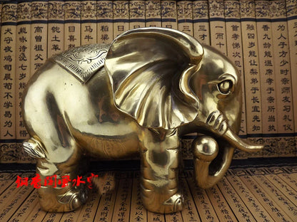 30CM large home Porch lobby efficacious Protection efficacious Mascot thriving business bronze Elephant FENG SHUI art Statue