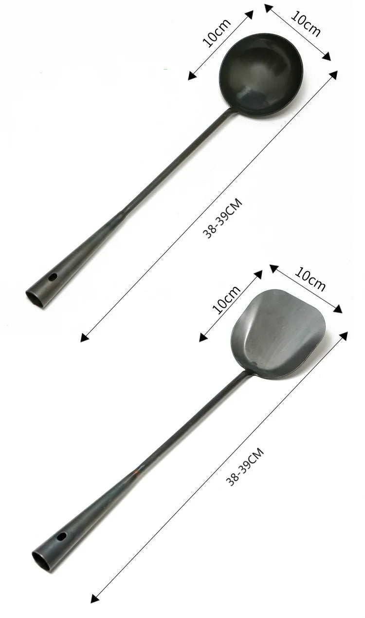 Chinese Chef Frying Pan Spoon Shovel Hand Shovel Iron Spoon Healthy Uncoated Spoon Set Pot Iron Pot