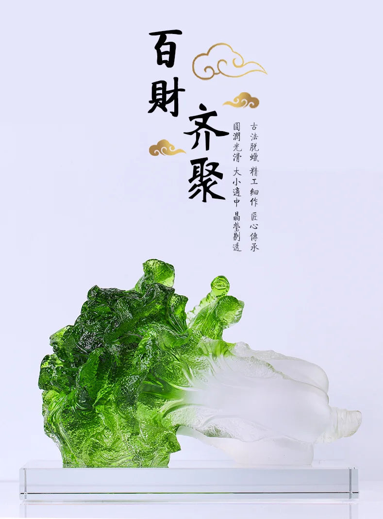 Coloured glaze Chinese Cabbage Ornament Money is rolling in crystal clear handicrafts