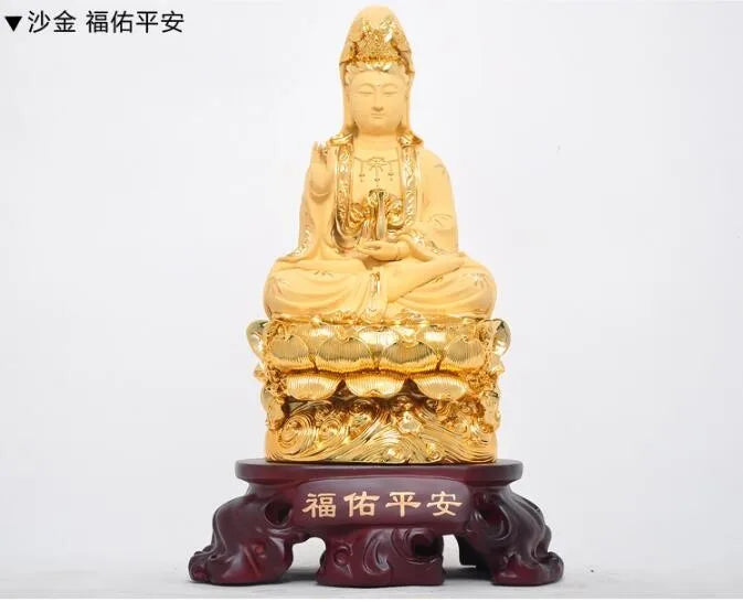 47CM tall # family HOME Safety Health luck Talisman # efficacious Protection gilding nanhai Guanyin Bodhisattva Buddha