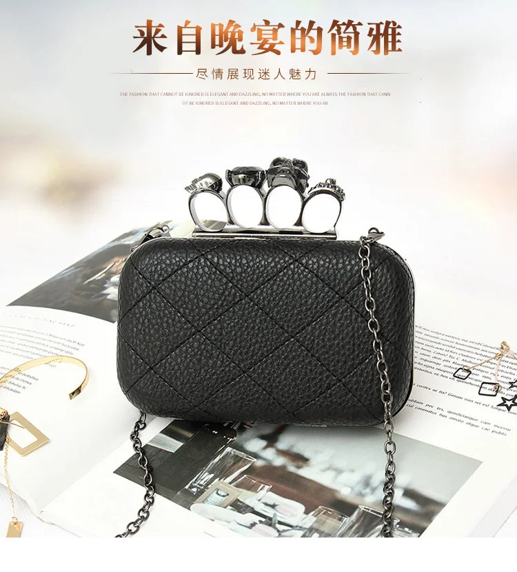 New Promotion Sale Korean Fashion Luxury Chain Diamond Lattice Dinner Clutch evening Bag Leather Women's Crossbody Shoulder Bag