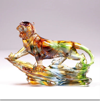 Coloured glaze tiger ornament Chinese Zodiac even more powerful Gift decoration crafts